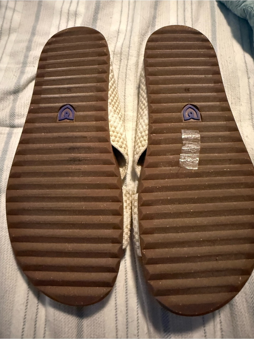 Rothy's Women's Crisscross Slide Sandals in Cream and Brown - Picture 5 of 6